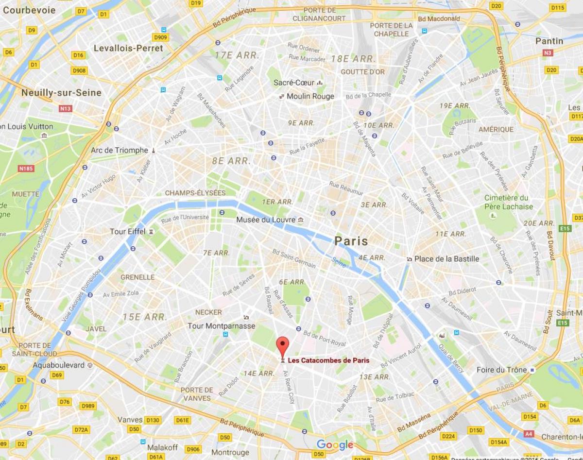 地图上的巴黎地下墓穴