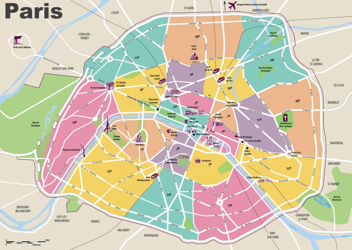地图上的巴黎