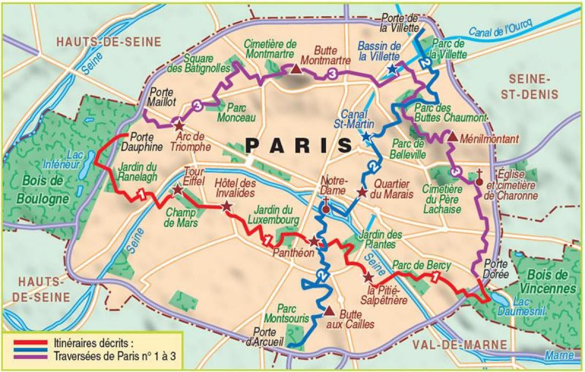 巴黎地图徒步旅行