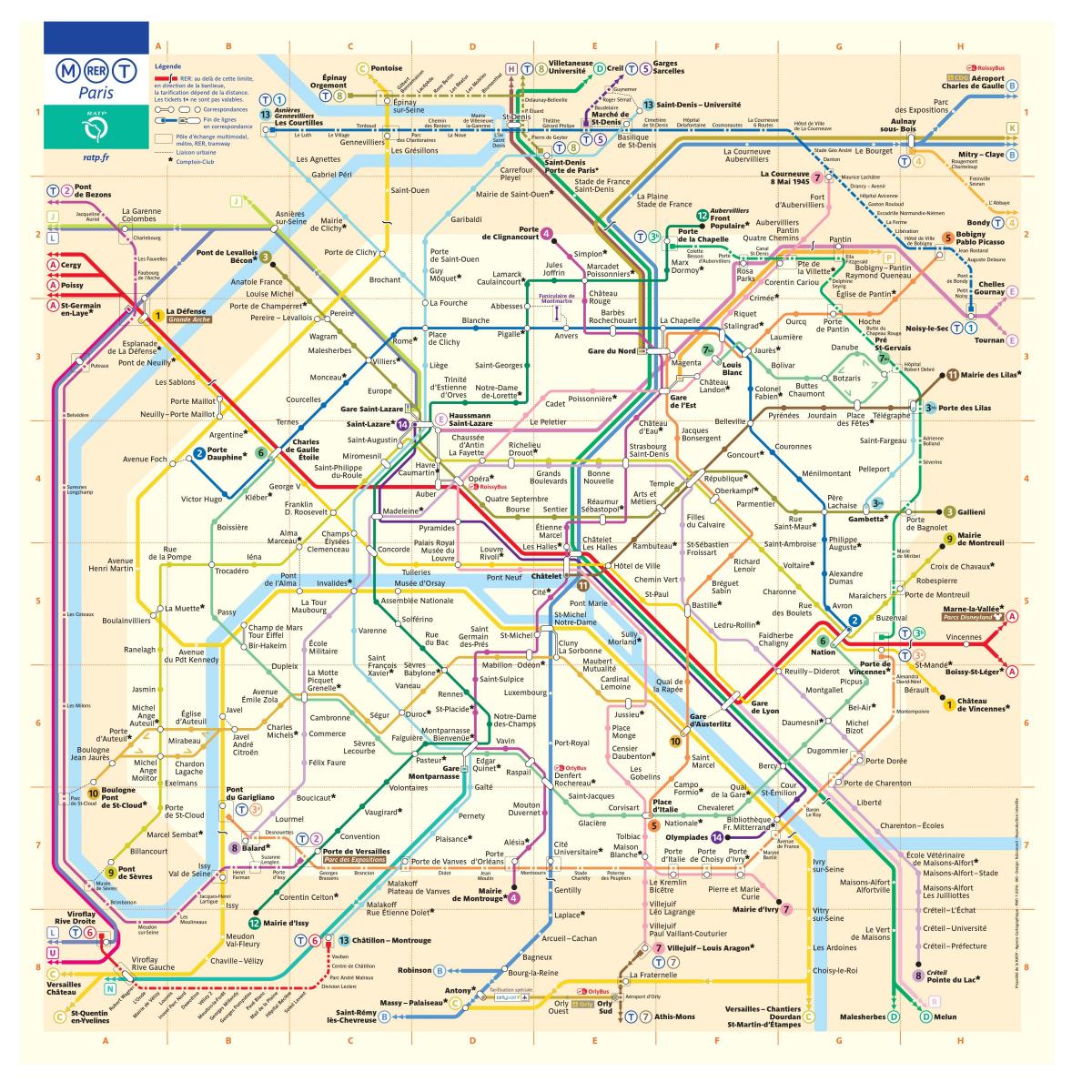 地图上的巴黎地铁