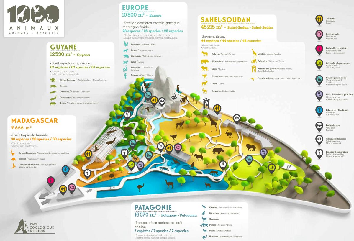 地图上的巴黎的动物园