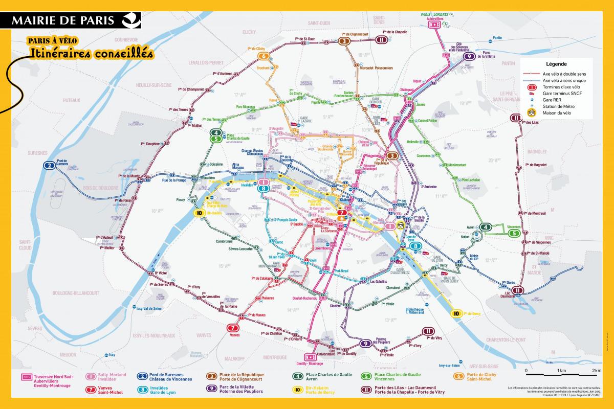 巴黎地图骑自行车