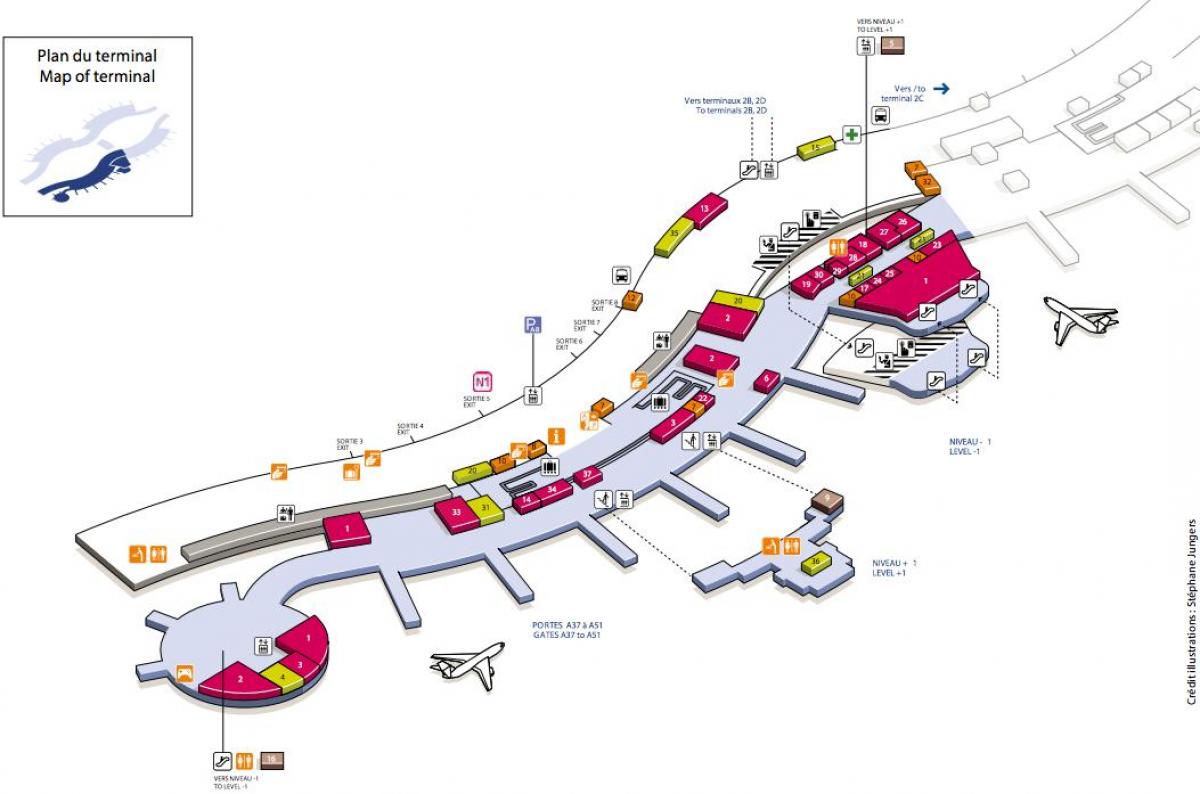 地图戴高乐机场终端2A