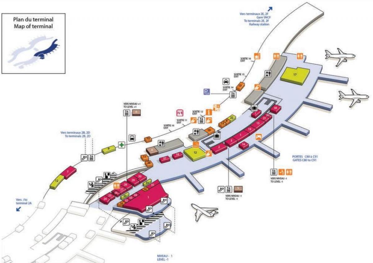 地图戴高乐机场终端2C