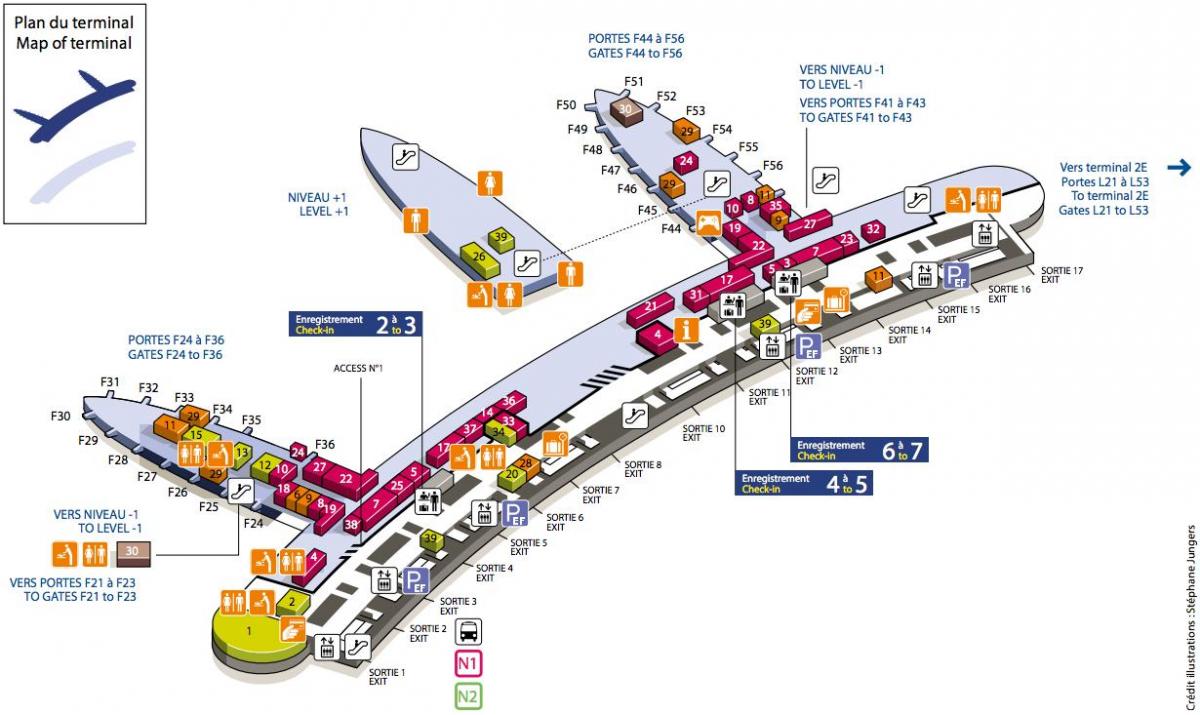 地图戴高乐机场终端2F