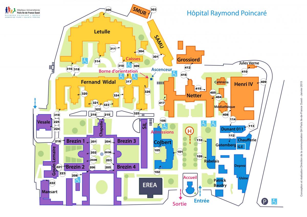 地图的雷蒙德-庞加莱医院