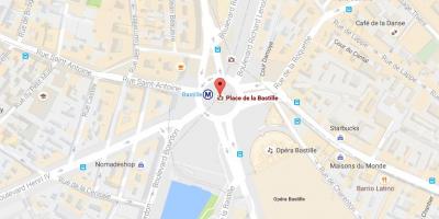 地图上的地方de la Bastille