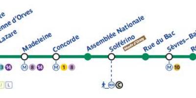 地图上的巴黎地铁线路12