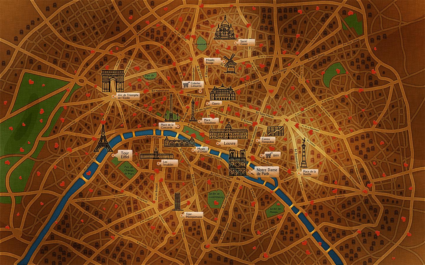 巴黎地图插画_晚上画画-站酷ZCOOL